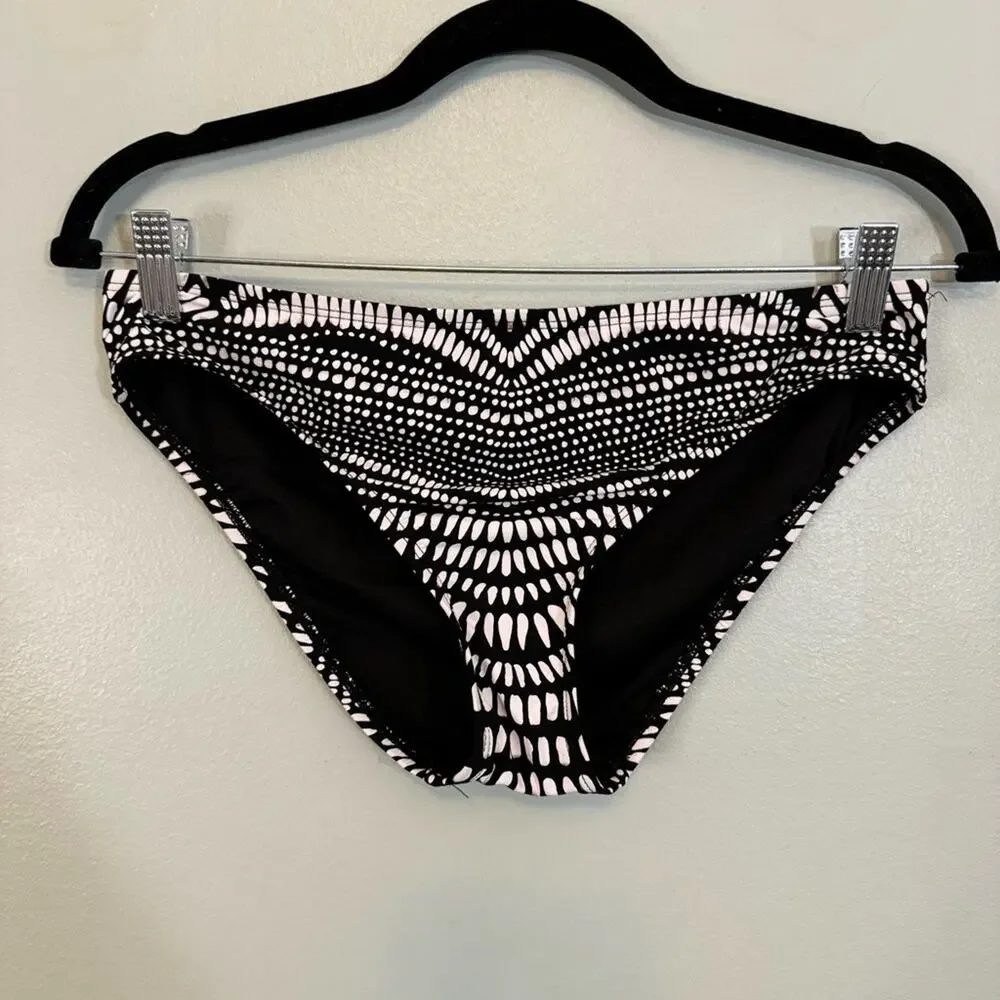 Kenneth Cole Women's Black White Find Tranquility Hipster Bikini‎ Bottom Small